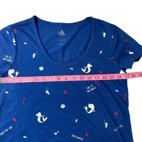 Disney Women's Little Mermaid Ariel‎ Shirt Dark Blue V Neck Short Sleeve Sz M - Picture 6 of 8